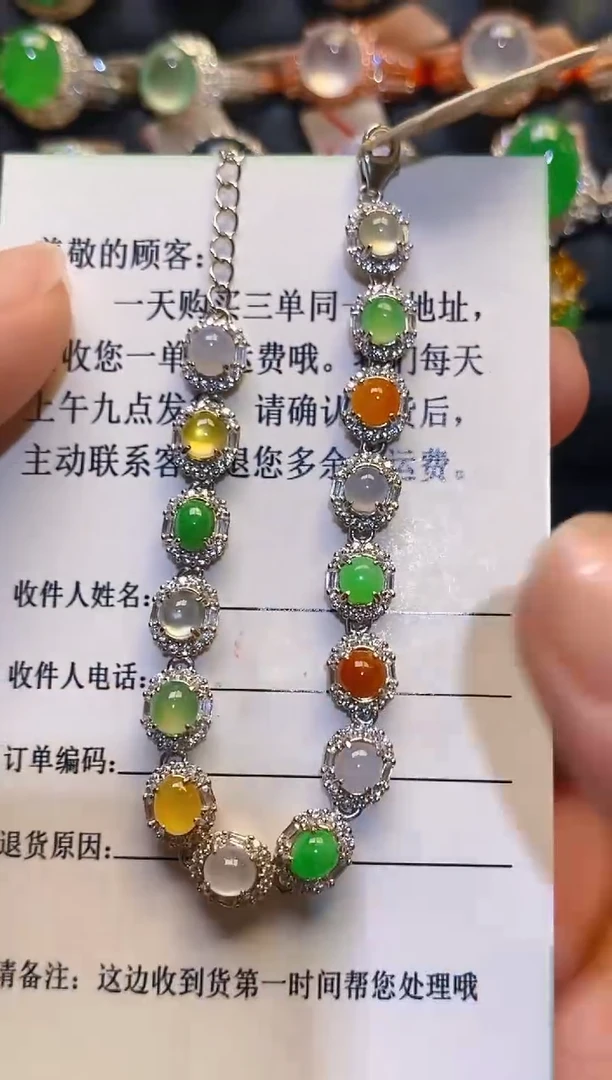 银S925镶嵌翡翠耳饰天然