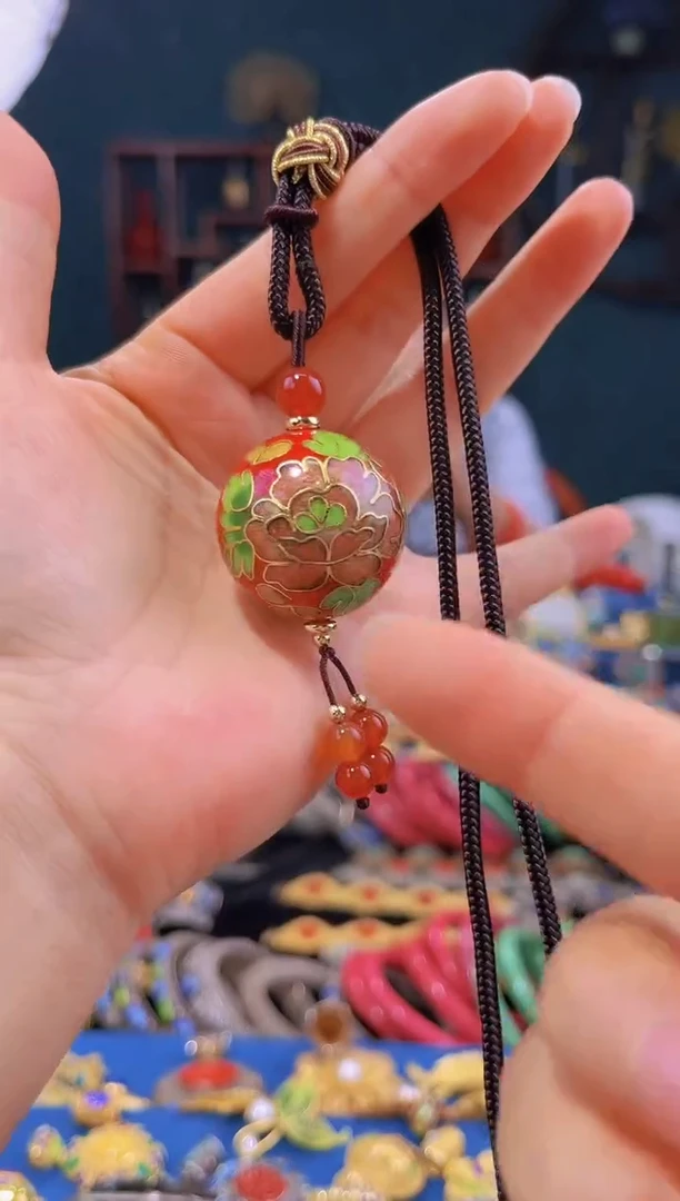 景泰蓝3.0单珠挂件 红色