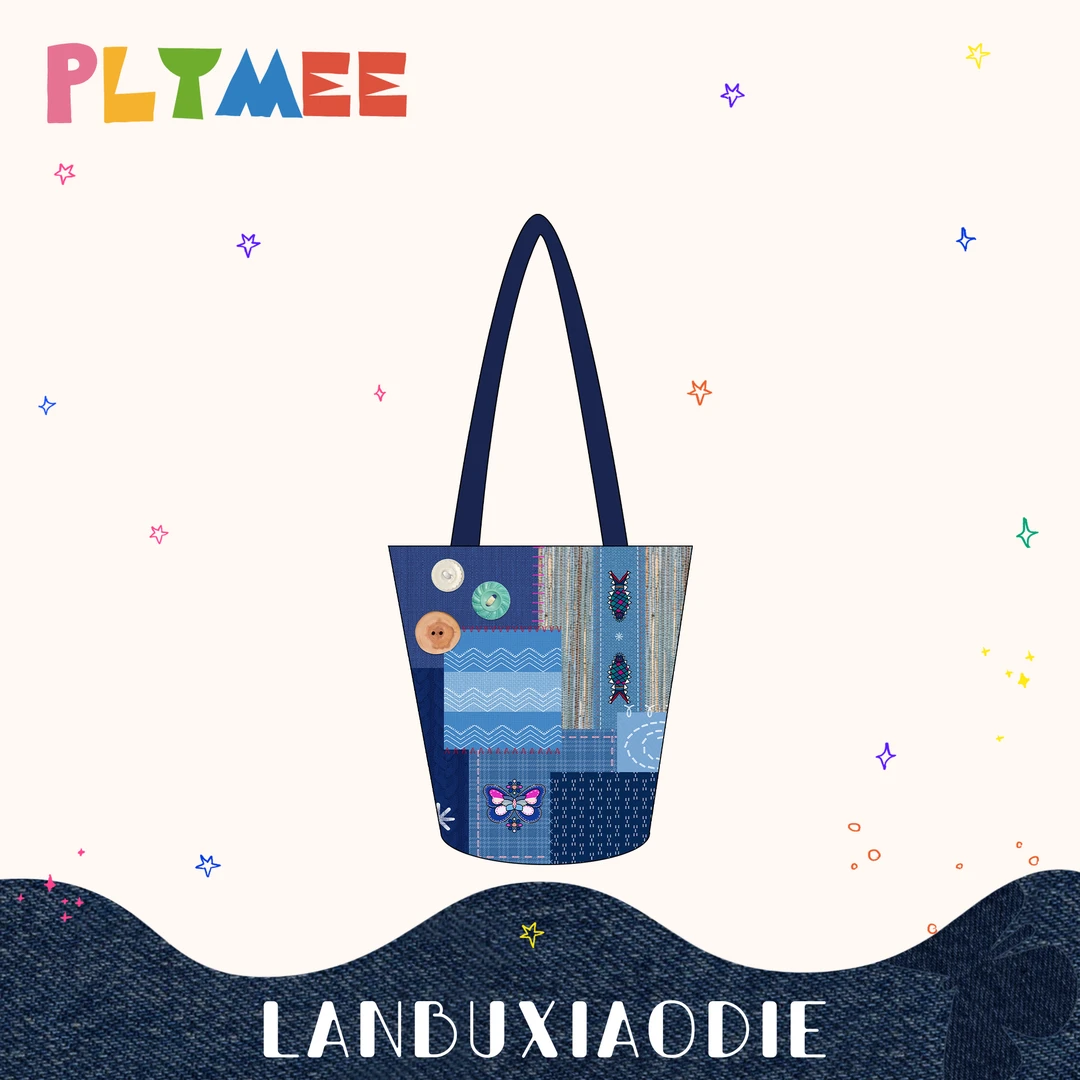 plymee×蓝布小蝶  单肩包斜挎包女包水桶包单肩斜挎包