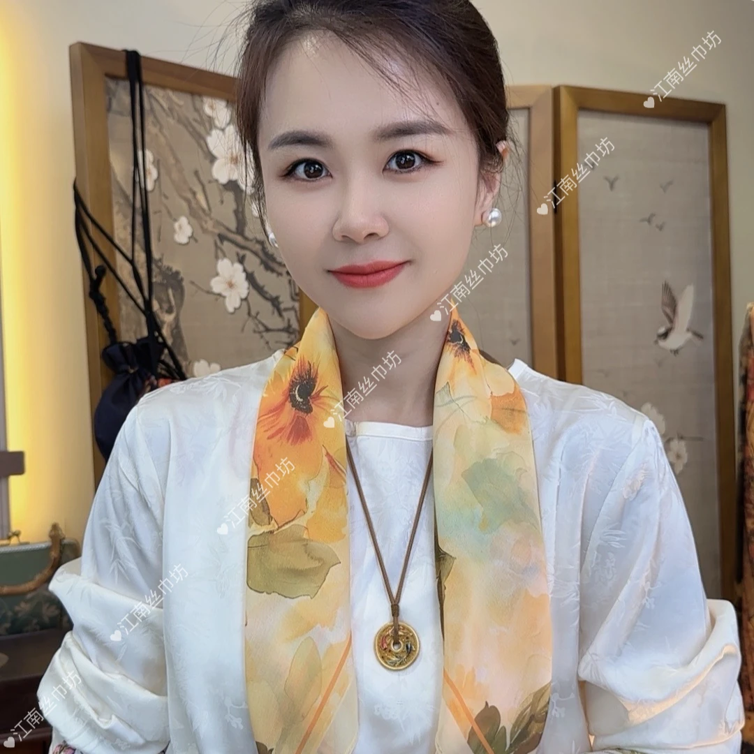 【小花仙】薯莨纱高定国风丝巾围巾70方巾