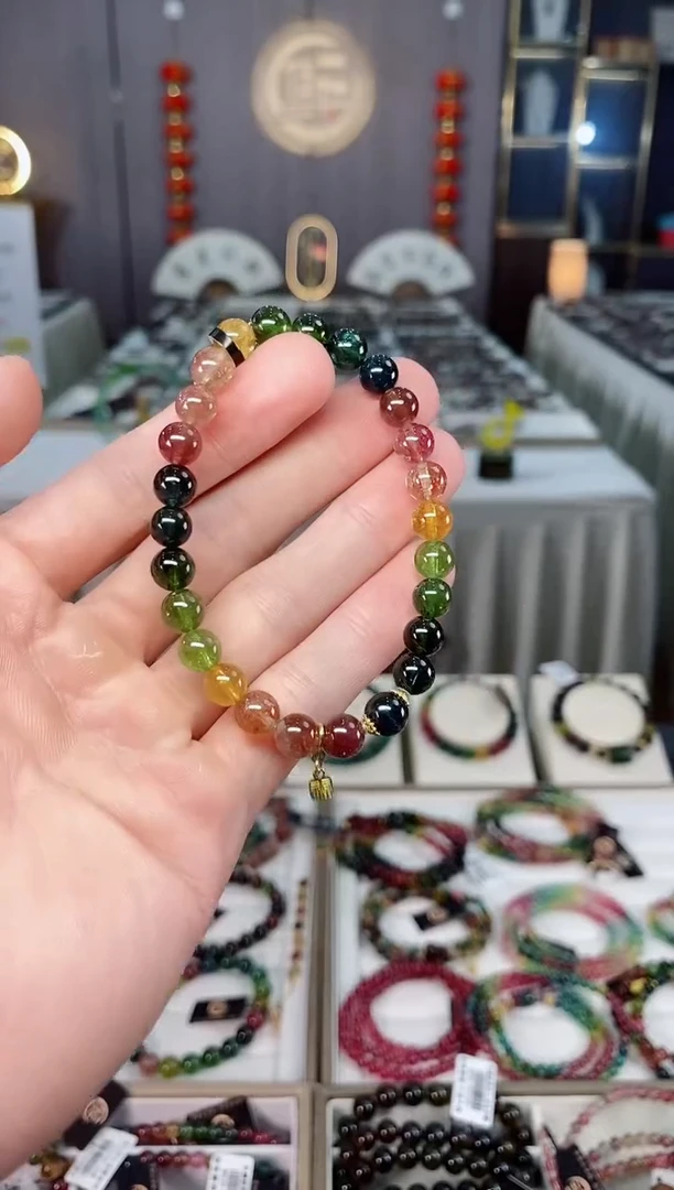 未镶嵌收藏级老矿碧玺单圈手串7mm+碧玺xion多样性发一条