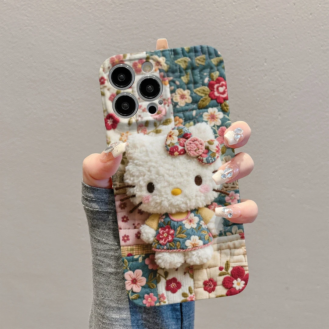 奥菲顿满屏花朵KT猫适用苹果1716手机壳华为vivo小米15oppo菲林壳