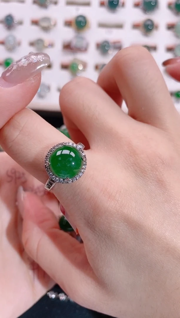 银S925镶嵌戒指翡翠天然翡翠