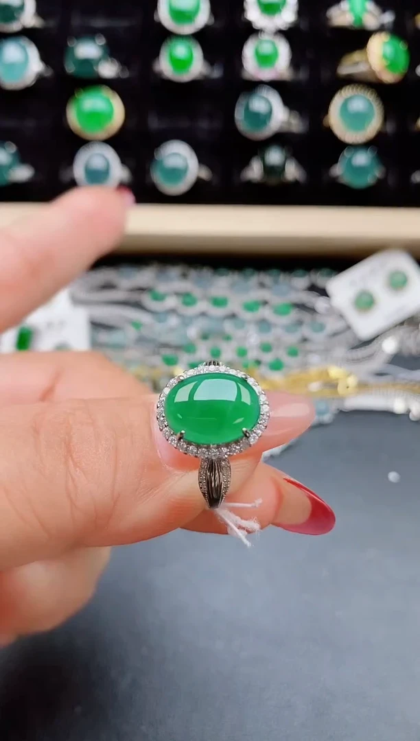 【闪购商品】翡翠戒指银S925镶嵌508080