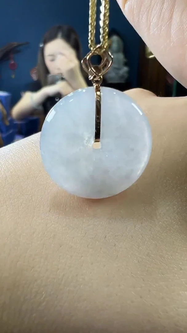 翡翠18K金镶嵌吊坠(不含链)平安扣