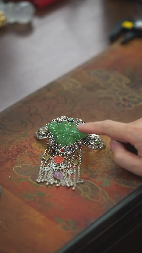 【闪购商品】和田玉发夹未镶嵌蝴蝶发夹