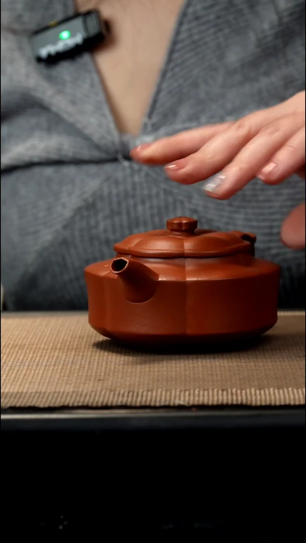 紫砂茶盏生砂朱泥梅花海棠210CC