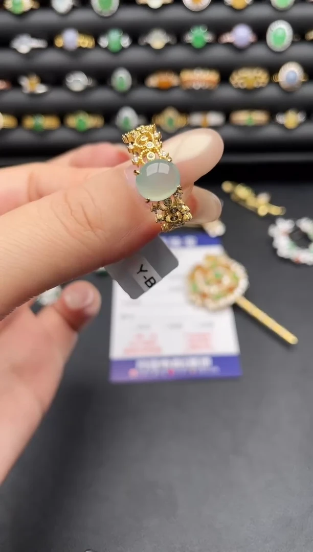 银S925镶嵌戒指翡翠1一物一证一礼盒