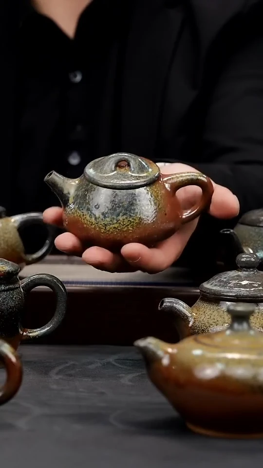 【闪购商品】紫砂茶壶【隆煌窑】柴烧小景舟石瓢