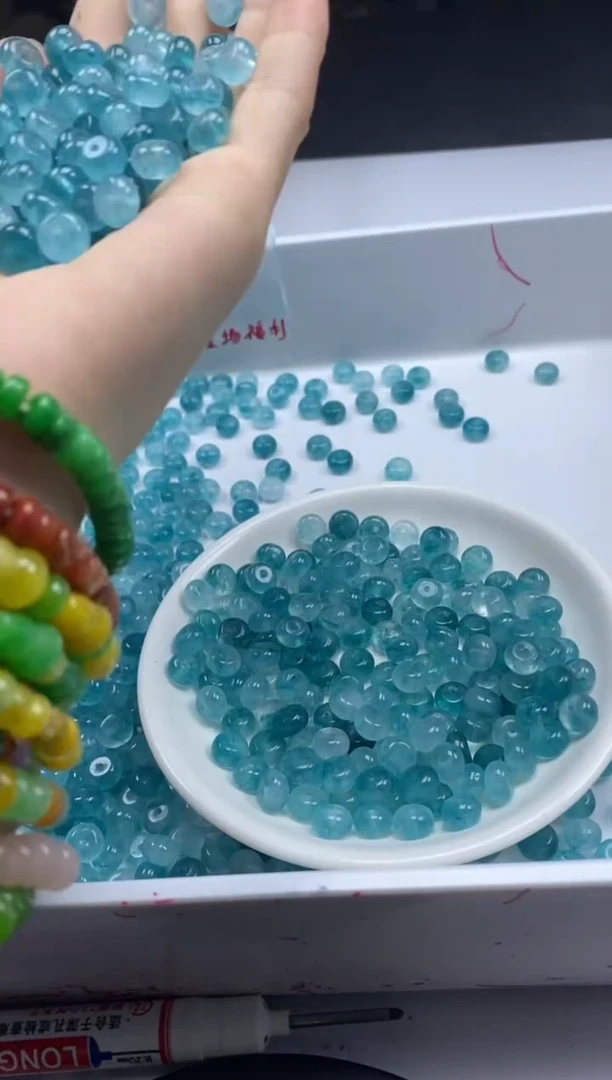 未镶嵌颈饰碧玺W1891蓝碧玺算盘8*4MM*30颗