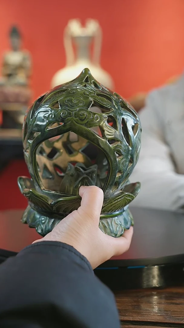 【闪购商品】陶瓷耀州青瓷镂空香薰炉