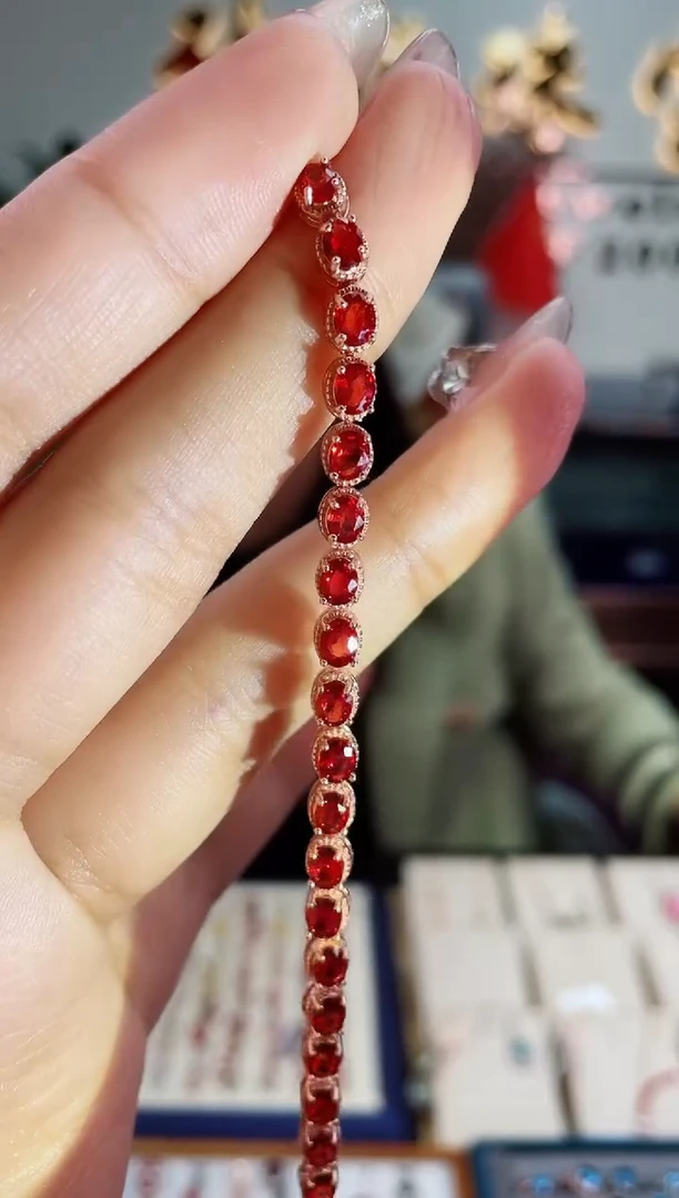 【闪购商品】彩色蓝宝石手链银S925镶嵌手链