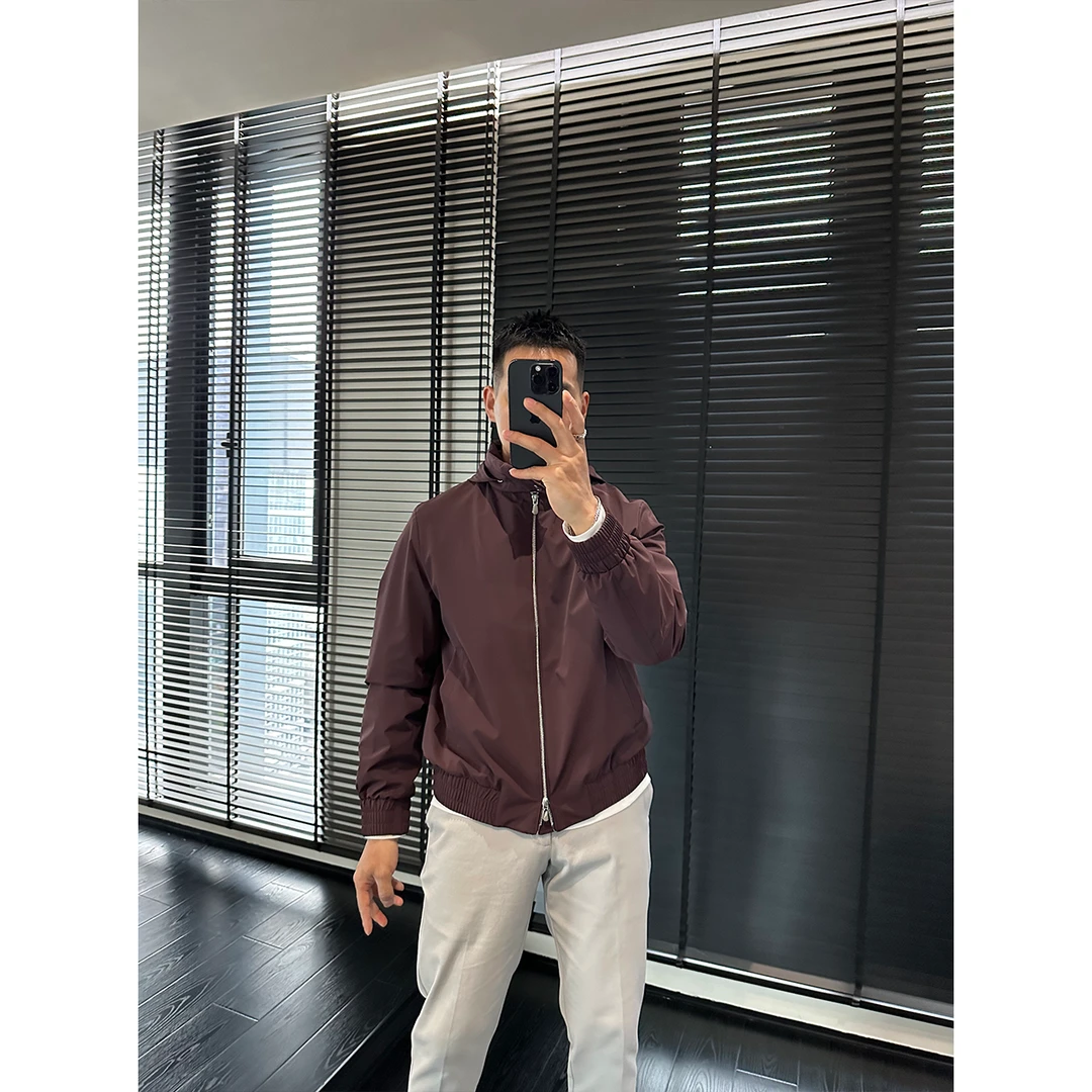 DAN LANG 211#早春可隐藏连帽立领双拉链门禁夹克