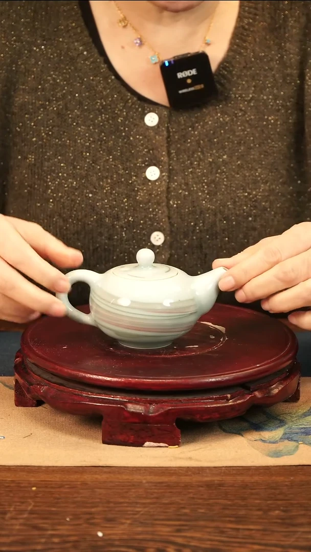 青瓷 纯手工 绞胎 壶