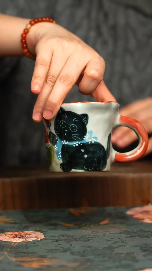 杯釉下彩手工手绘同款陶器