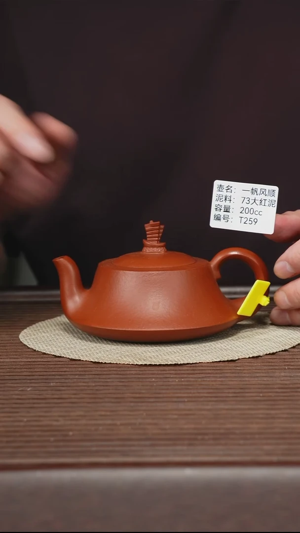 茶壶紫砂T259 大红泥 一帆风顺 200cc