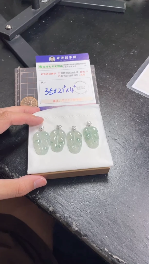 18K金镶嵌挂件翡翠叶子FL16配绳/多样性发其一ZBCP