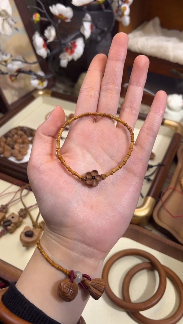 手串桃核【桃缘行】竹节「小花」桃木桃核辟、挡、驱、护 备注手围