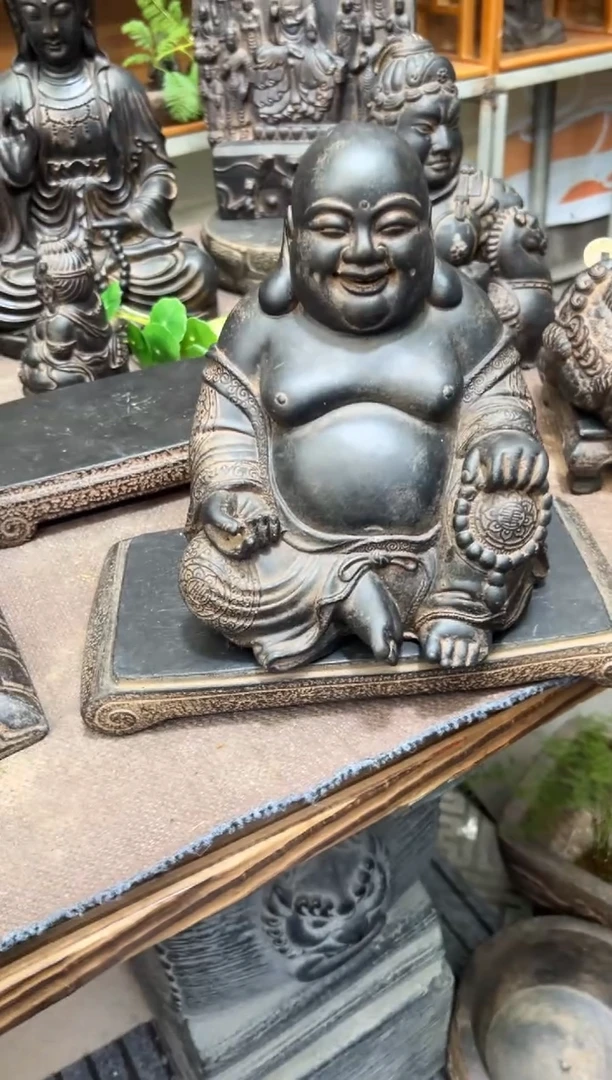 陶土【火山泥】大肚佛+大江枫底座