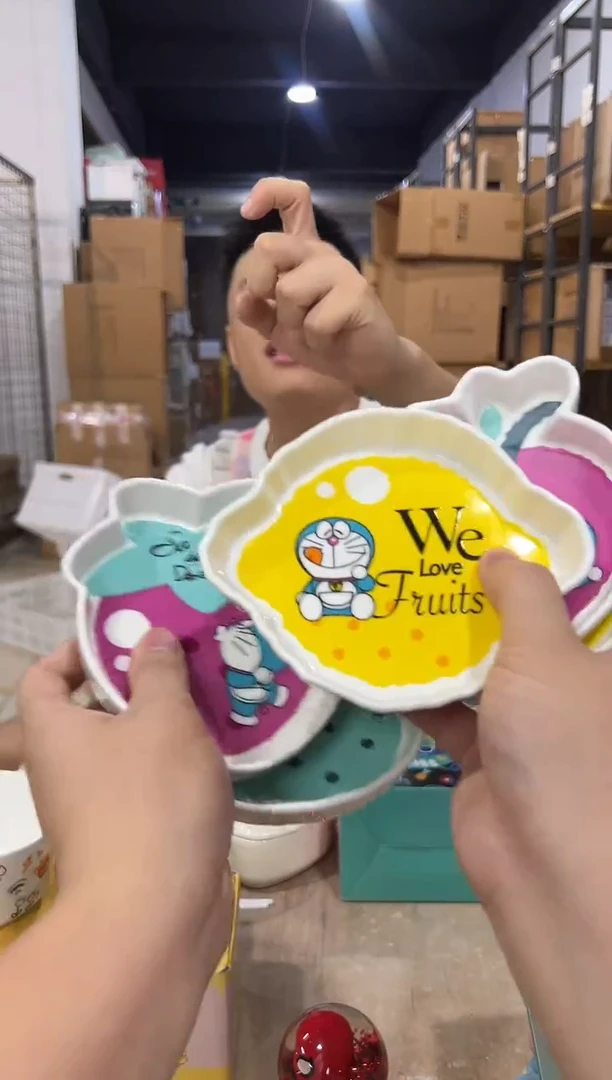 瓷片叮当猫水果盘5件套