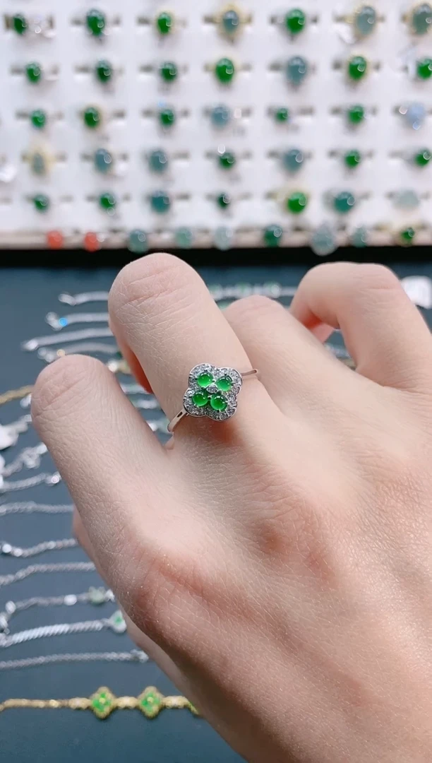 【闪购商品】翡翠戒指银S925镶嵌天然翡翠