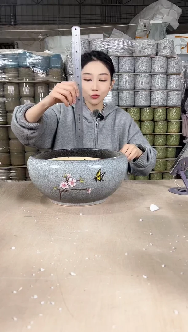 【闪购商品】陶瓷大碗大理石纹梅花大号28x15