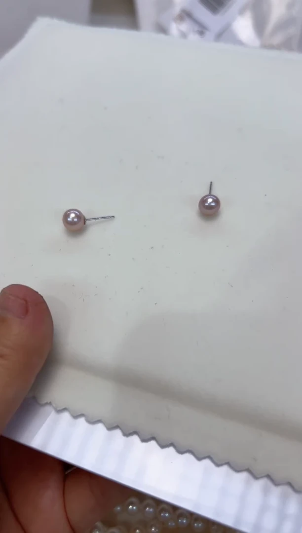 银S925镶嵌淡水珍珠耳饰紫*耳饰