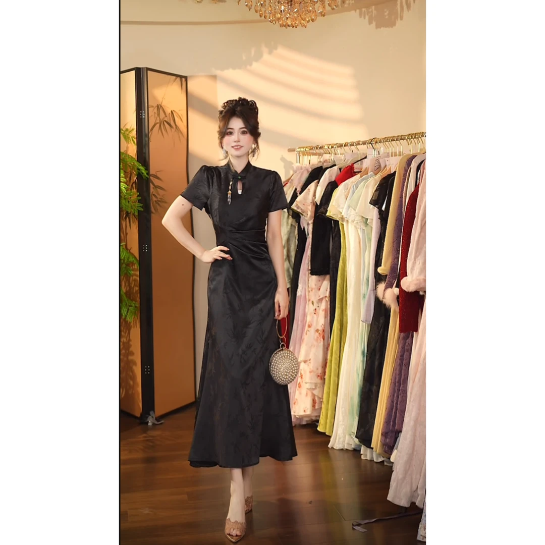 瑞瑞定制-1093云锦春华连衣裙P117