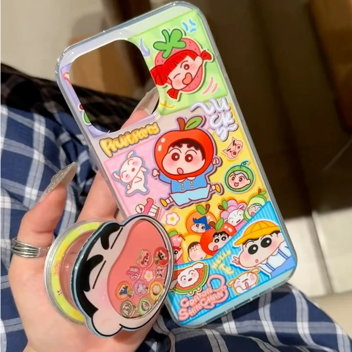 水果蜡笔小新可爱卡通好看创意IMD亮面手机壳适用苹果安卓