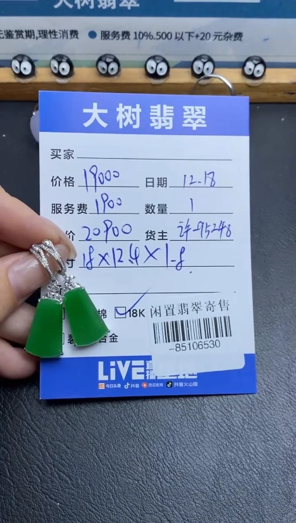 18K金镶嵌翡翠耳饰雨**咪-85106530