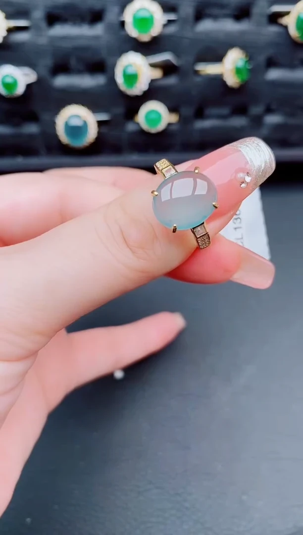 翡翠戒指银S925镶嵌天然a货翡翠367