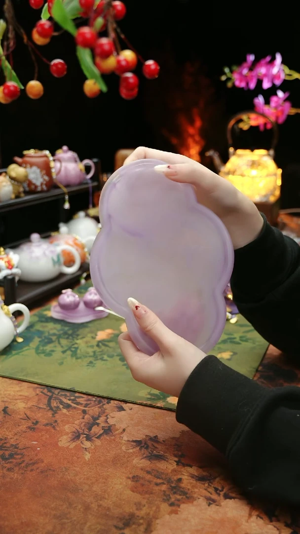 【闪购商品】紫色水晶琉璃壶承干泡垫