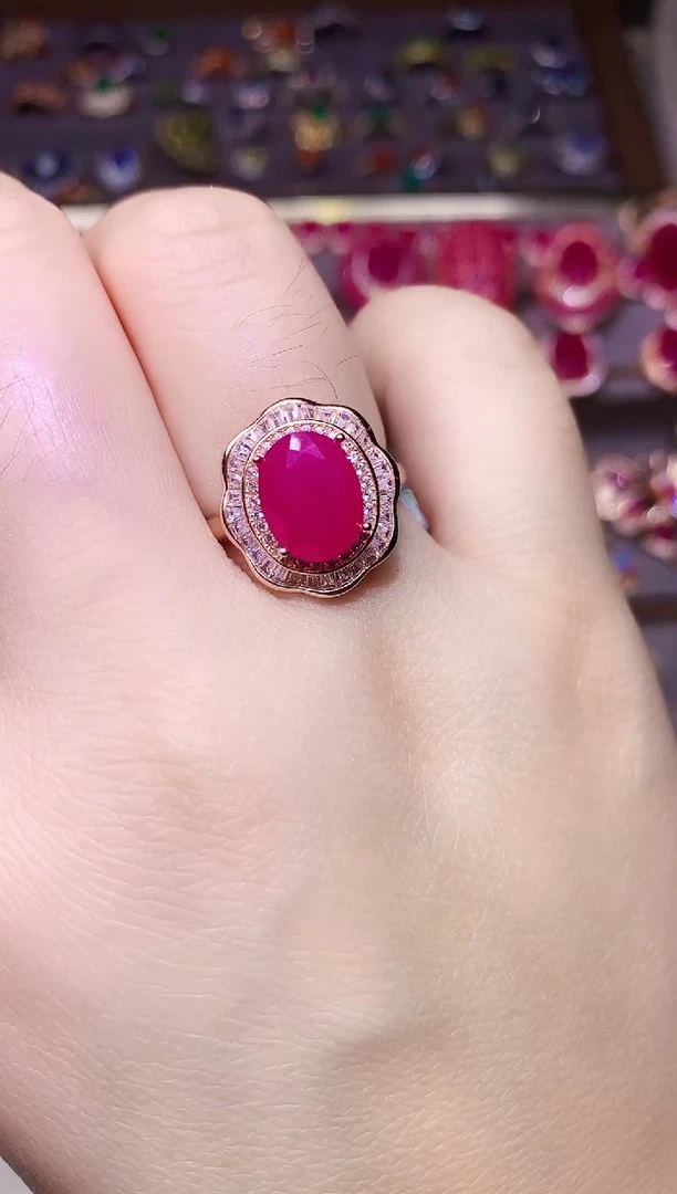 银S925镶嵌戒指红宝石.....