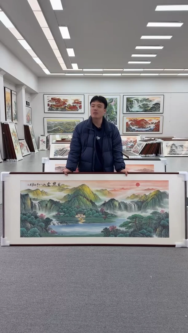 国画手绘  219*88日照金山