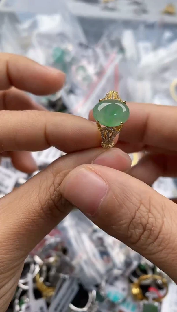 银S925镶嵌戒指翡翠555      10