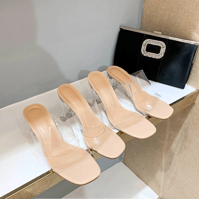 2025夏季新款透明凉鞋女粗跟百搭 5CM