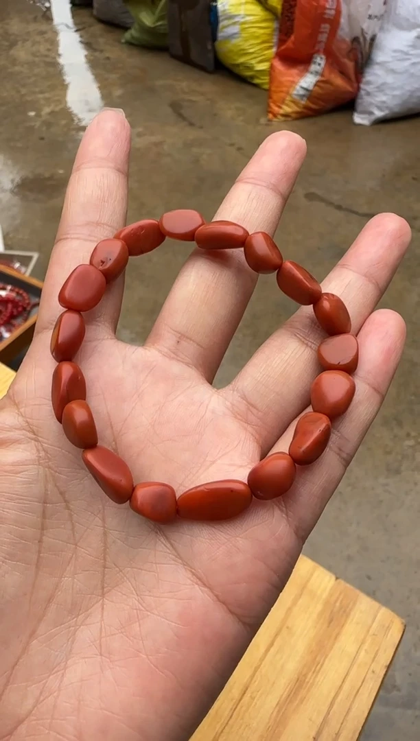 南红玛瑙珠串未镶嵌原矿无优化随型W
