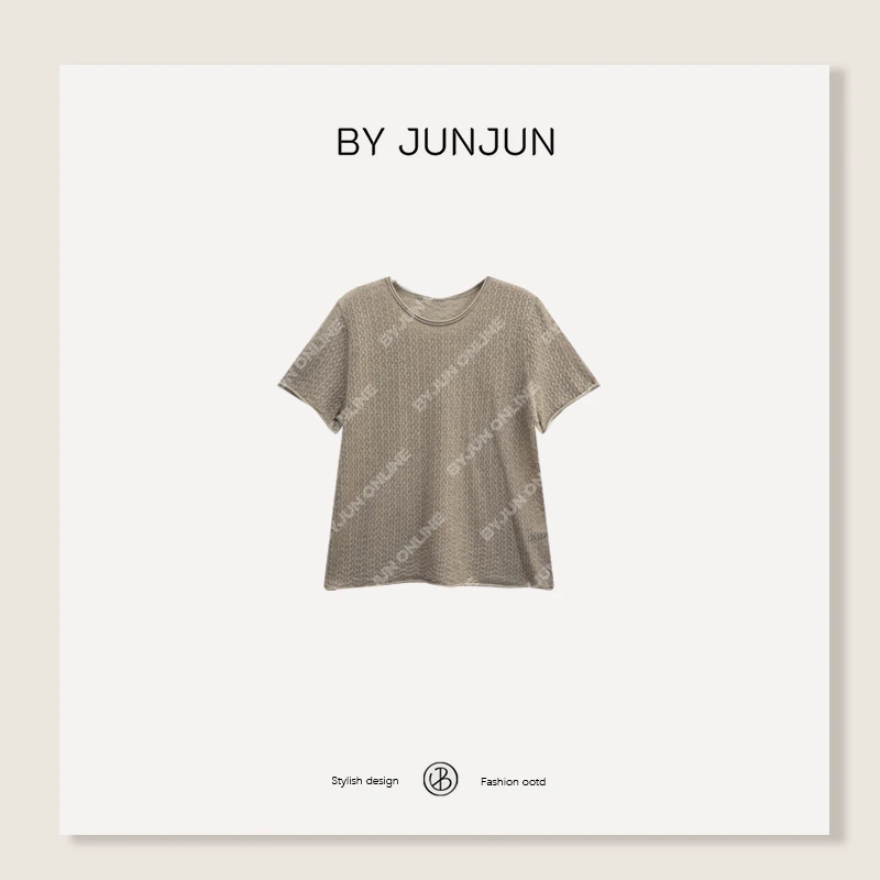 ByJunjun【胡桃夹心】立体镂空针织短袖