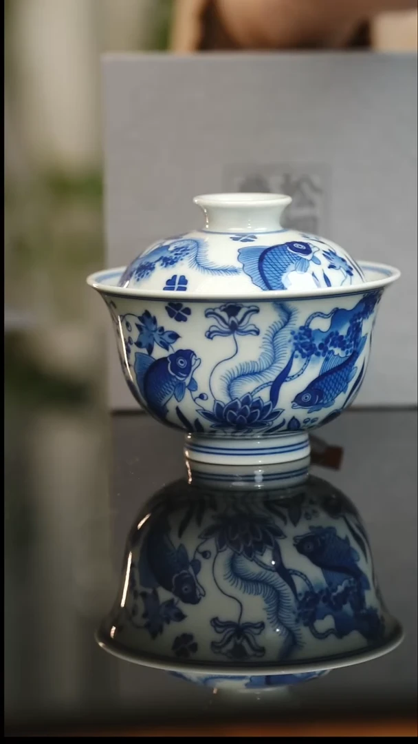 盖碗陶陶人鱼藻盖碗120cc