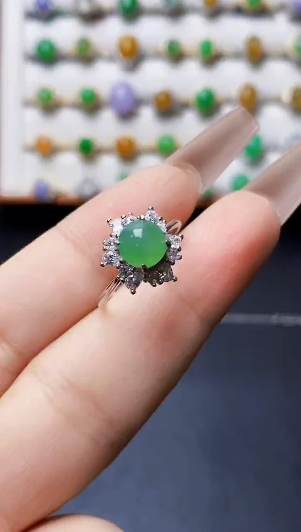 银S925镶嵌戒指翡翠2313