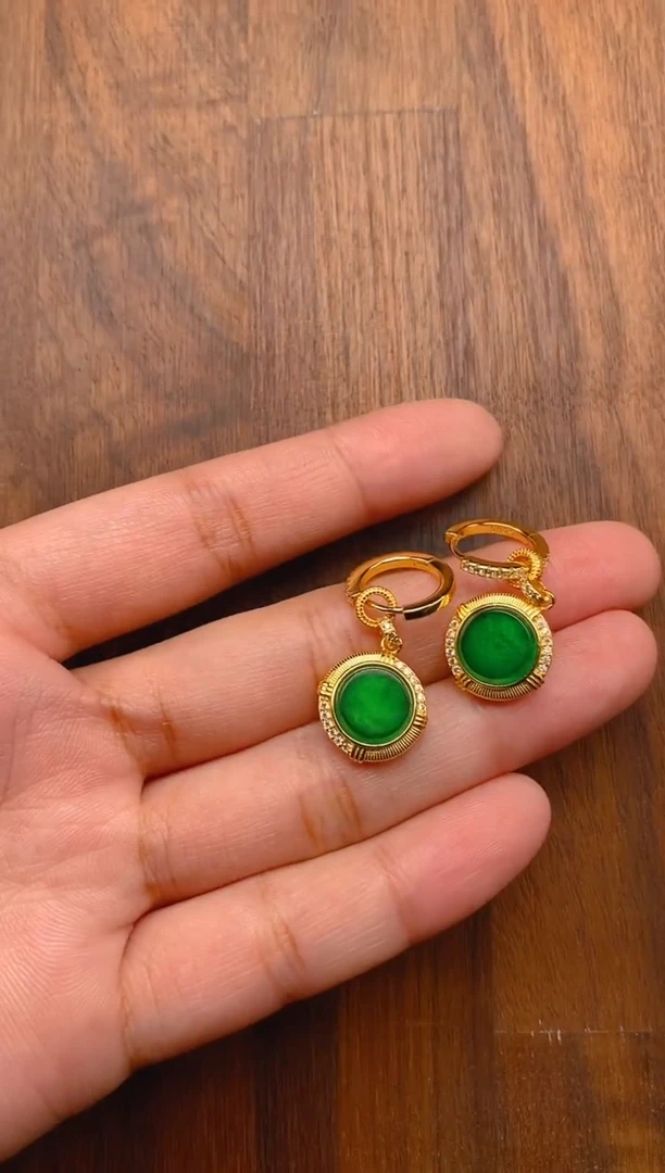 【闪购商品】翡翠耳饰银S925镶嵌无事牌耳饰