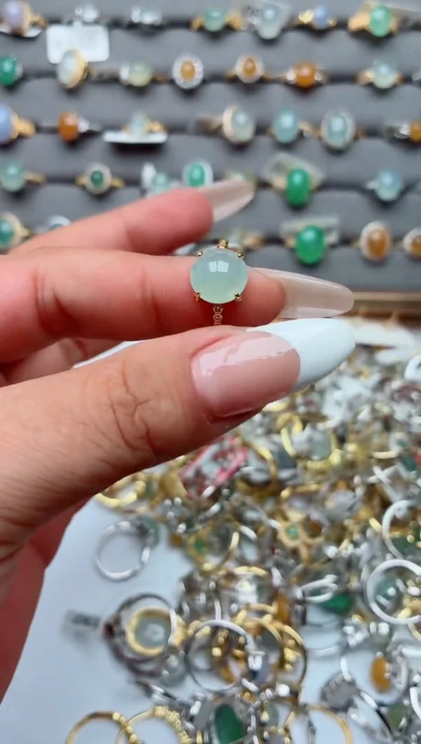 银S925镶嵌戒指翡翠.