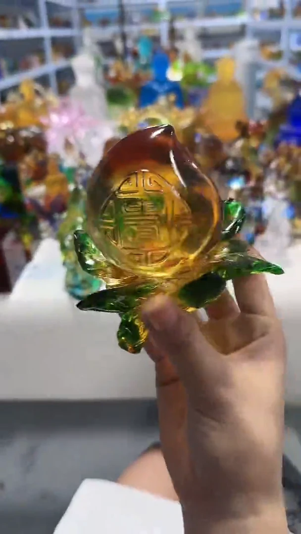 手工艺品琉璃寿桃 古法琉璃  微瑕介意勿拍 不退不换