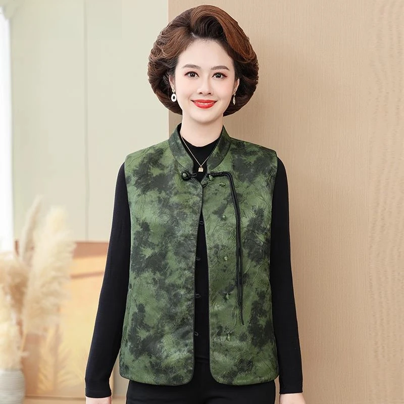 妈妈春秋新中式马甲女大码上衣春季新款中老年人女装马甲背心宽松