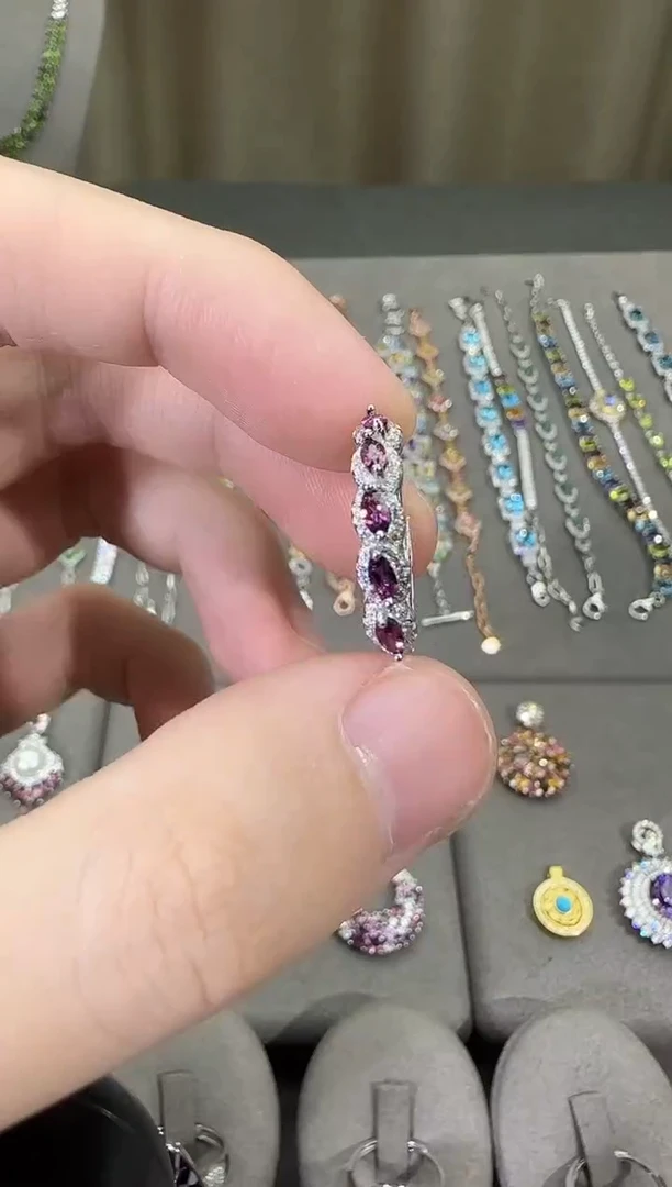 银S925镶嵌戒指石榴石（紫牙乌）3mm戒指破解看