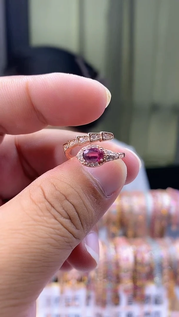 戒指银S925镶嵌碧玺24354345345354