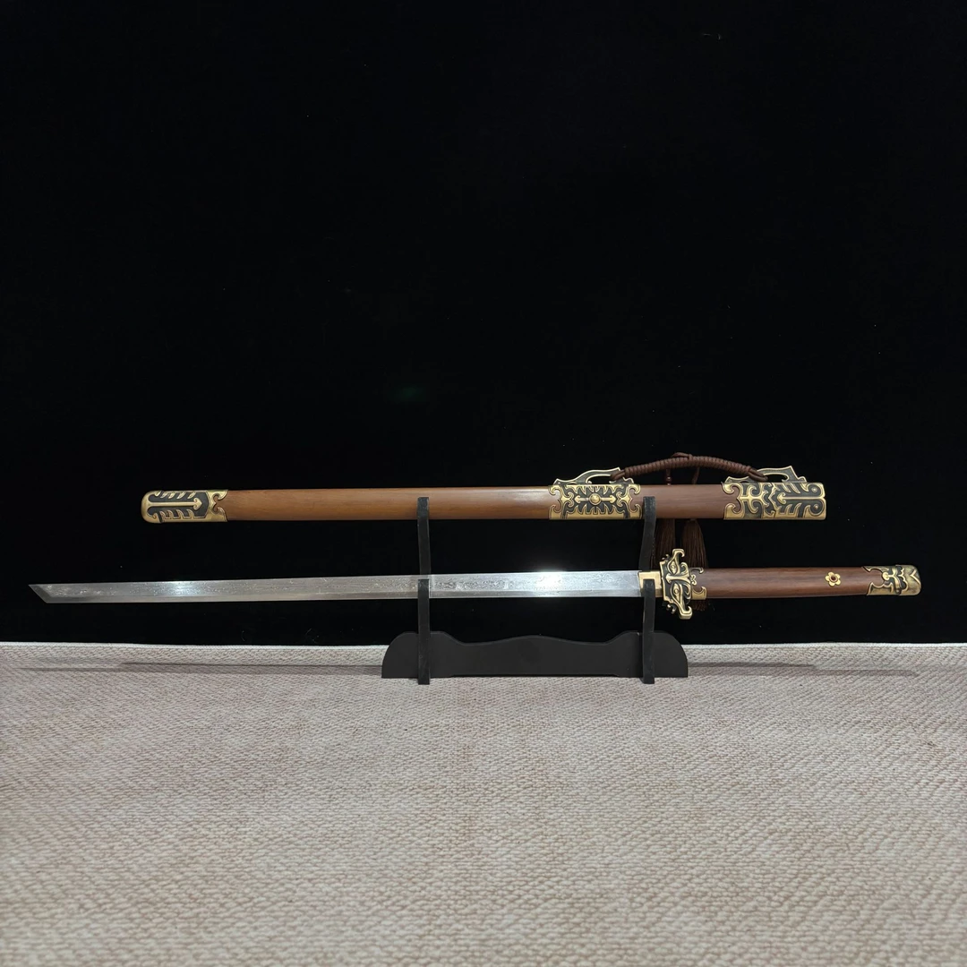 【天影唐刀】 唐横刀  百炼花纹钢 黄铜装具 未开刃摆件收藏