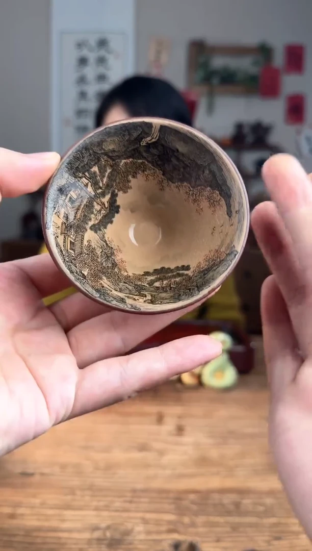 【闪购商品】紫砂茶壶千里江山 斗笠杯