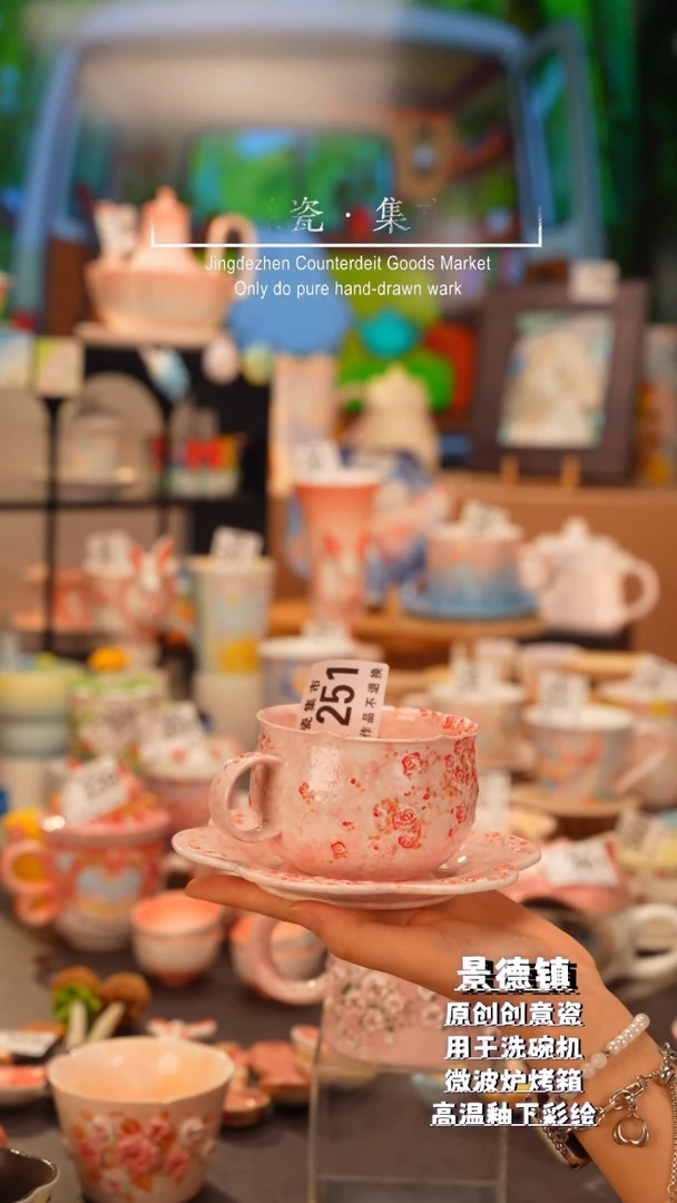 杯子251景德镇手工手绘高温釉下彩