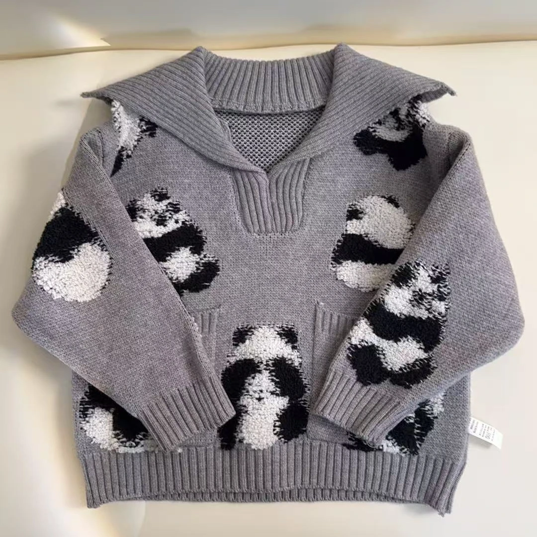 【现货】2025春秋款儿童针织套头男女童毛衣百搭可爱甜美网红洋气